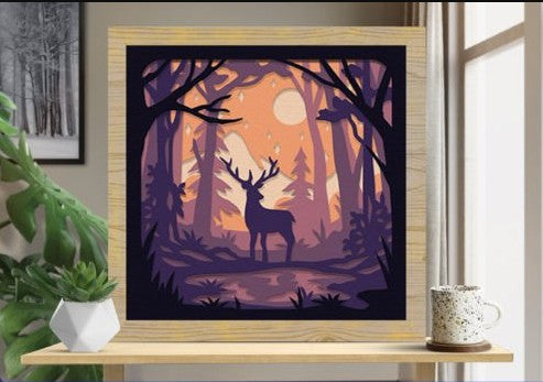 Deer in the Forest Shadow Box